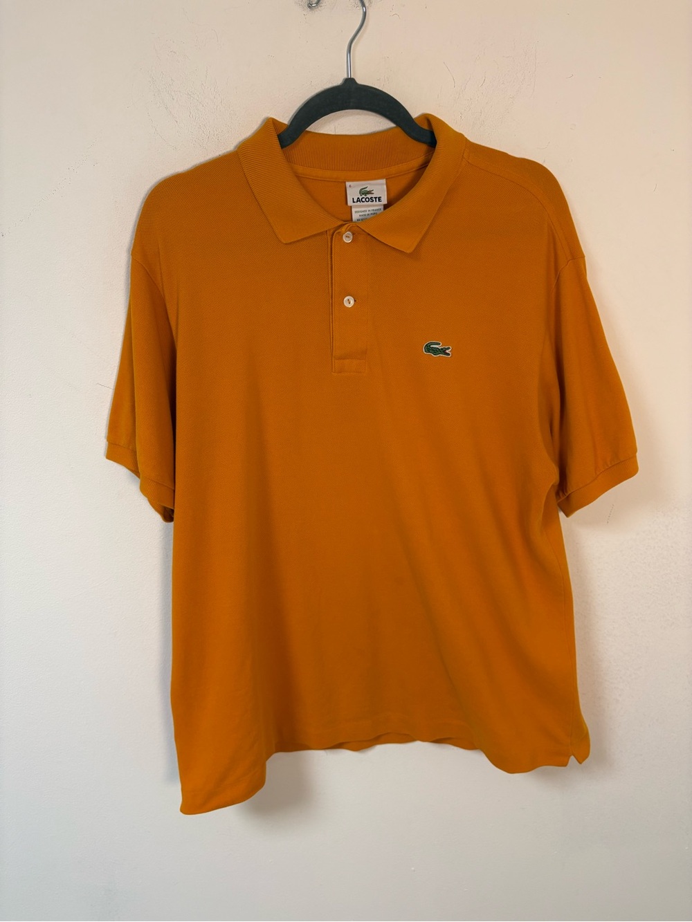 Lacoste Men’s Orange Polo Shirt Classic Cotton Pique Size 6 (L )
